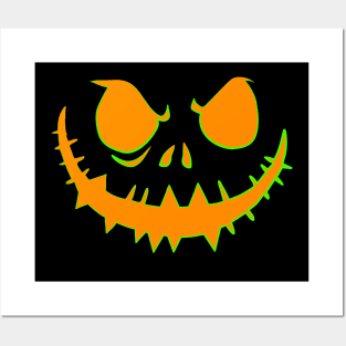 Pumpkin face halloween funny shirt and mask Posters and Art